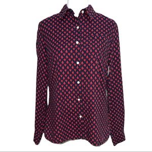 Tommy Hilfiger Women’s Petite Button Up Poppy Flower Design Shirt Size SP